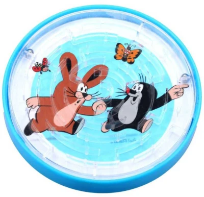 KRTEK (Krteček) Hra kuličkové bludiště labyrint kulatý 9cm plast 4 barvy