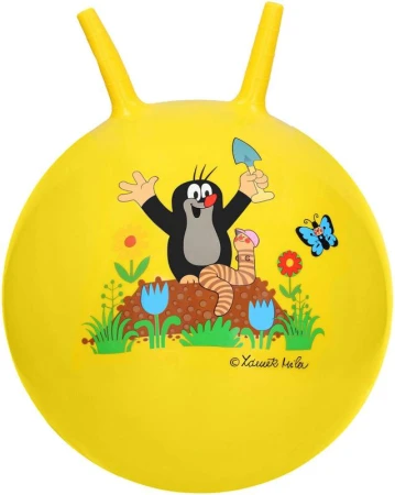 KRTEK (Krteček) Míč skákací 40cm žluté dětské hopsadlo s držadly