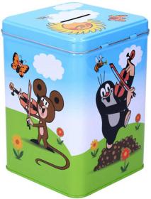 KRTEK (Krteček) Pokladnička 15cm set kasička se zámkem a klíčky kov