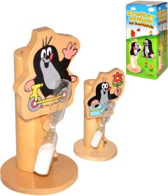 KRTEK (Krteček) Stojánek na kartáček s přesýpacími hodinami 4 druhy DŘEVO KRTEK (Krteček) Stojánek na kartáček s přesýpacími hodinami 4 druhy DŘEVO