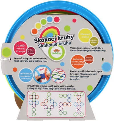 Kruhy skákací barevné Hop Skoč 27cm na skákání se spojkami set 10ks