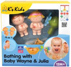 Ks Kids Baby koupání s Waynem a Julií set 2 panenky se sprchou do vany