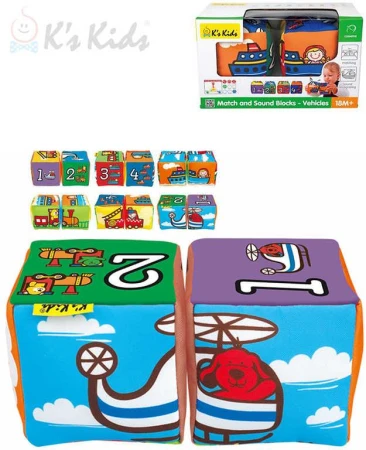 Ks Kids Baby soft kostky textilní 2ks autíčka počítání na baterie Zvuk Ks Kids Baby soft kostky textilní 2ks autíčka počítání na baterie Zvuk