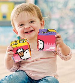 Ks Kids Baby soft kostky textilní 2ks zvířátka počítání na baterie Zvuk