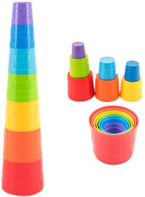 Kubus pyramida kulatá barevná baby věžička skládací 7 dílků plast