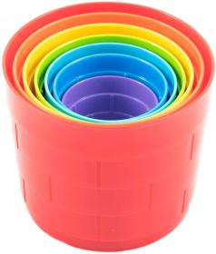 Kubus pyramida kulatá barevná baby věžička skládací 7 dílků plast