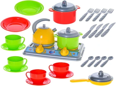 Kuchyňský set dětské nádobí s vařičem v nákupním košíku plast