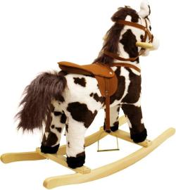 Kůň houpací s efekty 71x30x62cm strakatý grošák na baterie dřevo/textil Zvuk