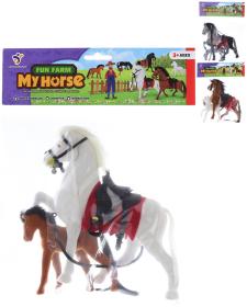 Kůň se sedlem a otěžemi fliškový set s hříbátkem 3 druhy flíska Kůň se sedlem a otěžemi fliškový set s hříbátkem 3 druhy flíska