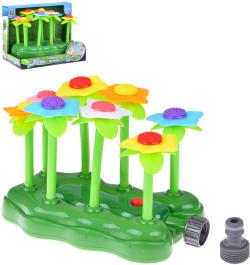 Kytka stříkací zahradní fontána stříká vodu na baterie Světlo