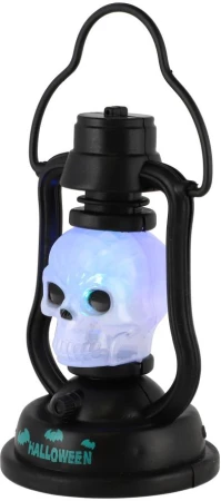 Lampička lebka mini strašidelná svítilna Halloween na baterie Světlo Zvuk