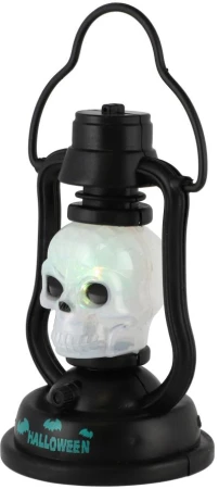 Lampička lebka mini strašidelná svítilna Halloween na baterie Světlo Zvuk