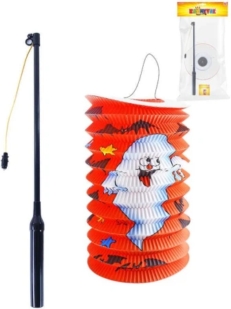 Lampion Halloween duch oválný 15cm set s hůlkou na baterie na svíčku Světlo Lampion Halloween duch oválný 15cm set s hůlkou na baterie na svíčku Světlo