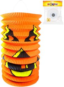 Lampion Halloween dýně oválný 15cm krčený papír na svíčku Lampion Halloween dýně oválný 15cm krčený papír na svíčku