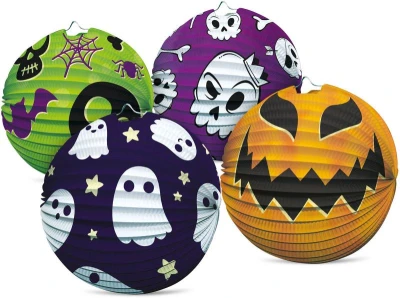 Lampion Halloween koule 25cm na svíčku / žárovku kulatý 4 druhy Lampion Halloween koule 25cm na svíčku / žárovku kulatý 4 druhy