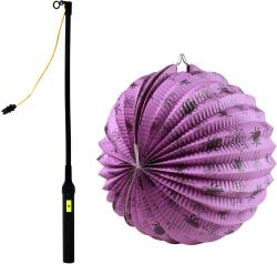 Lampion kulatý 25cm Halloween pavouci na svíčku / žárovku s hůlkou na baterie Světlo