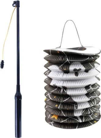 Lampion válec 15cm Halloween duch na svíčku / žárovku s hůlkou na baterie Světlo