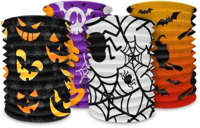 Lampion válec Halloween na svíčku krčený papír 4 druhy v sáčku Lampion válec Halloween na svíčku krčený papír 4 druhy v sáčku