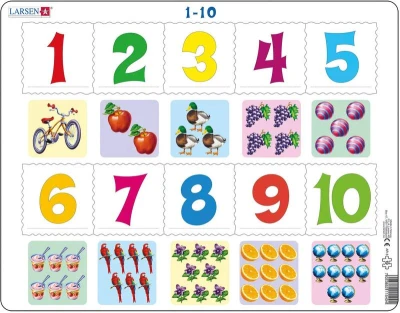 LARSEN Puzzle deskové vzdělávací Čísla 1-10 10 dílků LARSEN Puzzle deskové vzdělávací Čísla 1-10 10 dílků