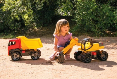 Lena Auto Bagr Giga Trucks žluto-černý plast 80cm na písek v krabici
