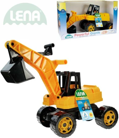 Lena Baby Bagr 70cm žluto-černý odrážedlo funkční odstrkovadlo plast 2047 Lena Baby Bagr 70cm žluto-černý odrážedlo funkční odstrkovadlo plast 2047
