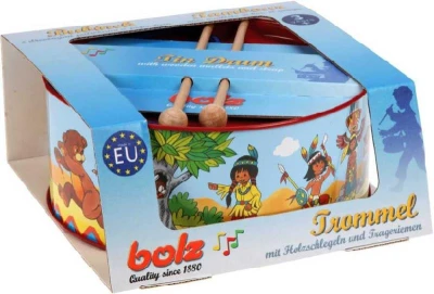 Lena BOLZ Bubínek dětský potisk indiáni kov 20cm set se 2 paličkami