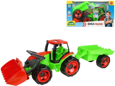 Lena GIGA TRUCKS Traktor s nákládací lžící funkční set s přívěsem na písek Lena GIGA TRUCKS Traktor s nákládací lžící funkční set s přívěsem na písek