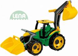 Lena Traktor na písek se lžící a bagrem zelenožlutý plast