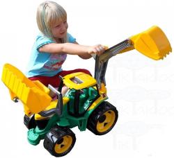 Lena Traktor na písek se lžící a bagrem zelenožlutý plast