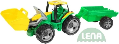 Lena Traktor plastový zelený set se lžící a přívěsem 110cm v krabici Lena Traktor plastový zelený set se lžící a přívěsem 110cm v krabici