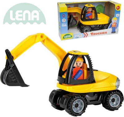 Lena Truckies bagr 25cm set baby autíčko + panáček 01621 plast Lena Truckies bagr 25cm set baby autíčko + panáček 01621 plast