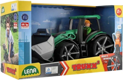 Lena TRUXX 2 auto traktor se lžící funkční set s figurkou plast v krabici