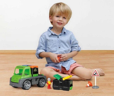 Lena Truxx auto svoz tříděného odpadu set se 2 kontejnery a figurkou 4453