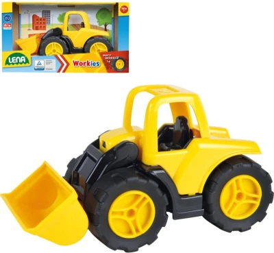 Lena Workies auto nakladač baby 14cm pracovný stroj žltý plast Lena Workies auto nakladač baby 14cm pracovný stroj žltý plast