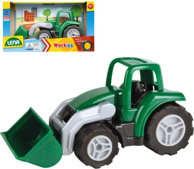 Lena Workies auto traktor baby 14cm pracovný stroj s lyžicou zelený plast Lena Workies auto traktor baby 14cm pracovný stroj s lyžicou zelený plast
