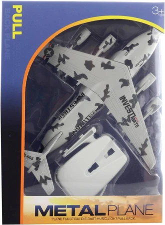 Letadlo army kovové zpětný chod se stojánkem na baterie 2 barvy Světlo Zvuk