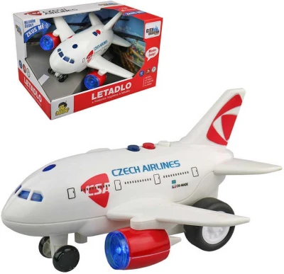 Letadlo ČSA Czech Airlines s hlášením na setrvačník na baterie CZ Světlo Zvuk Letadlo ČSA Czech Airlines s hlášením na setrvačník na baterie CZ Světlo Zvuk