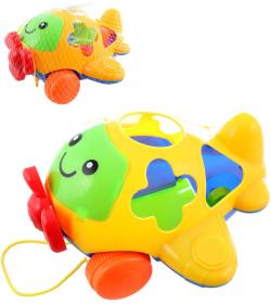 Letadlo tahací baby vkládačka na provázku set s 5 dílky s čísly