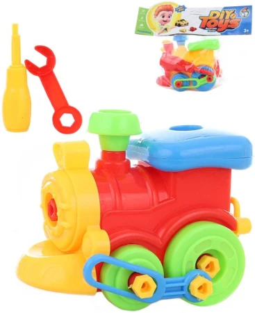 Lokomotiva montážní 13cm šroubovací set se 2 nástroji plast 2 barvy Lokomotiva montážní 13cm šroubovací set se 2 nástroji plast 2 barvy
