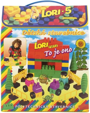 Lori 005 Stavebnice polytechnická 5 barevné kostky 76 dílků
