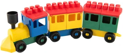 Lori 007 Vláček barevný 35cm set lokomotiva + 2 vagonky plast 7