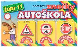 Lori 011 Autoškola set autíčko + dopravní značky 16ks s kužely 2ks 3 druhy 11