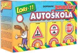 Lori 011 Autoškola set autíčko + dopravní značky 16ks s kužely 2ks 3 druhy 11