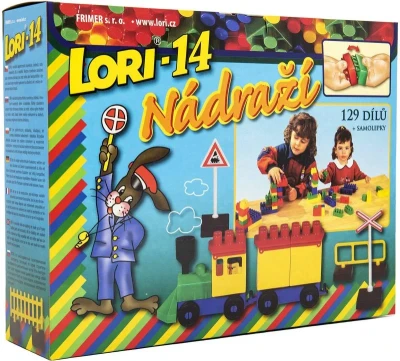 Lori 014 Stavebnice polytehnická nádraží 14 barevné kostky 129 dílků Lori 014 Stavebnice polytehnická nádraží 14 barevné kostky 129 dílků