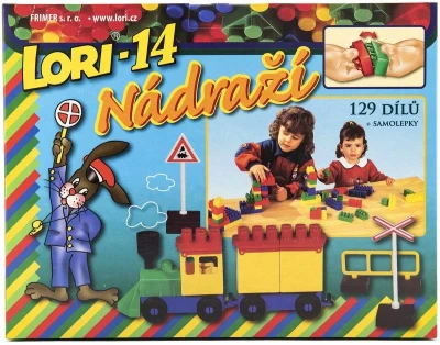Lori 014 Stavebnice polytehnická nádraží 14 barevné kostky 129 dílků