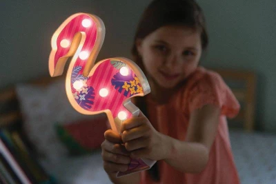 Mac Toys 4M Dětská lampička plameňák kreativní set na baterie Světlo