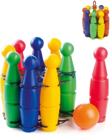 MAD Hra baby kuželky plastové 23cm set 9ks barevné v síťce MAD Hra baby kuželky plastové 23cm set 9ks barevné v síťce