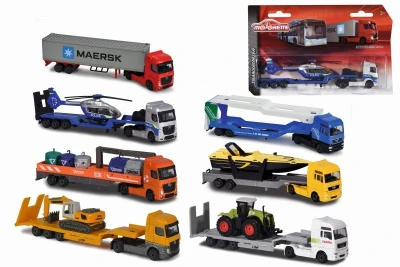 Majorette Auto nákladní tahač s přívěsem volný chod kov různé druhy