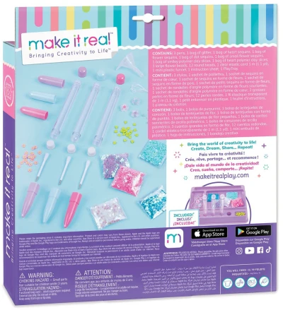 MAKE IT REAL Diy plovoucí třpytková pera dětský kreativní set