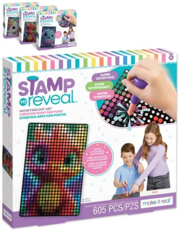 MAKE IT REAL Plakát z teček Stamp To Reveal kreativní set 3 druhy MAKE IT REAL Plakát z teček Stamp To Reveal kreativní set 3 druhy